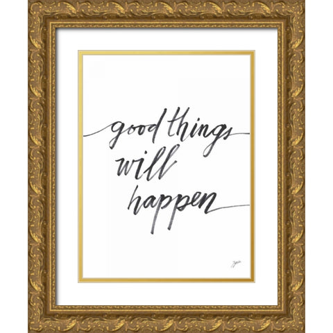 Good Things Gold Ornate Wood Framed Art Print with Double Matting by Panganiban, Karyn