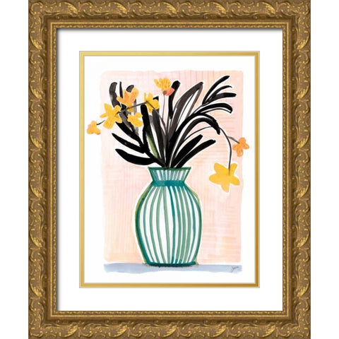 Tropical Orchids Gold Ornate Wood Framed Art Print with Double Matting by Panganiban, Karyn