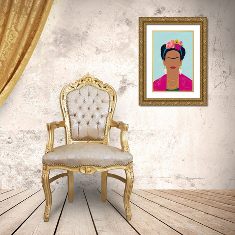 Frida Kahlo I Gold Ornate Wood Framed Art Print with Double Matting by Thorns, Becky