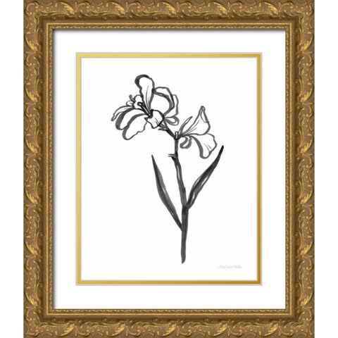 Ink Flower II Gold Ornate Wood Framed Art Print with Double Matting by Miller, Sara Zieve