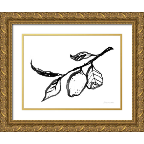 Ink Lemon Gold Ornate Wood Framed Art Print with Double Matting by Miller, Sara Zieve