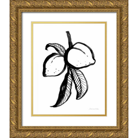 Ink Peaches Gold Ornate Wood Framed Art Print with Double Matting by Miller, Sara Zieve