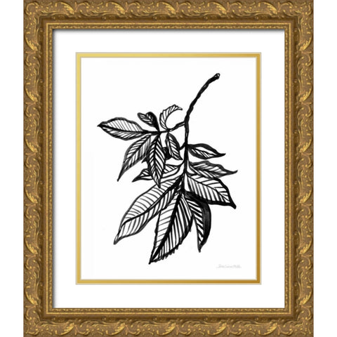 Ink Leaves Gold Ornate Wood Framed Art Print with Double Matting by Miller, Sara Zieve
