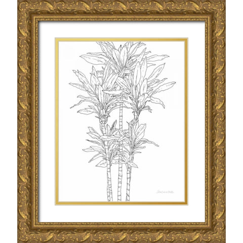 Sketched Tree II Gold Ornate Wood Framed Art Print with Double Matting by Miller, Sara Zieve