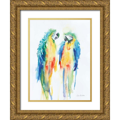 Colorful Parrots I Gold Ornate Wood Framed Art Print with Double Matting by Valle, Aimee Del