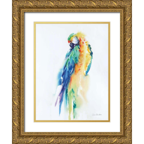 Colorful Parrots II Gold Ornate Wood Framed Art Print with Double Matting by Valle, Aimee Del