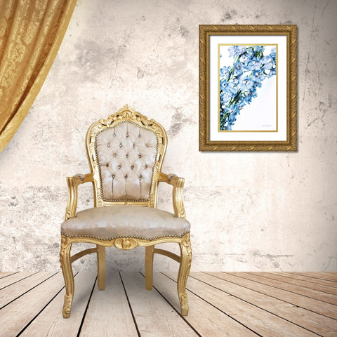 Freshly Picked Delphinium IV Gold Ornate Wood Framed Art Print with Double Matting by Urquhart, Elizabeth