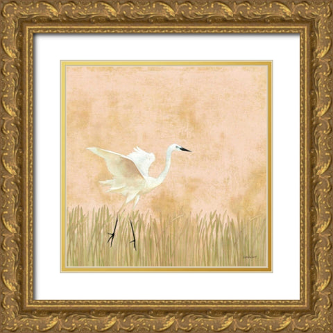 Egret Alighting I Gold Ornate Wood Framed Art Print with Double Matting by Lovell, Kathrine