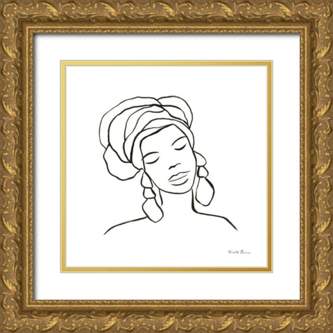 Muse I Gold Ornate Wood Framed Art Print with Double Matting by Zaman, Farida