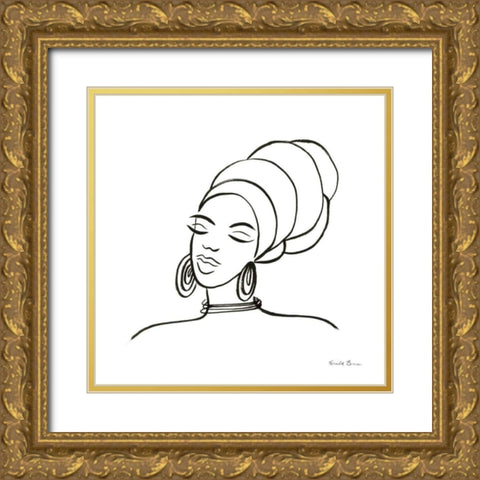 Muse II Gold Ornate Wood Framed Art Print with Double Matting by Zaman, Farida