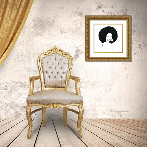 Afro Girl I Gold Ornate Wood Framed Art Print with Double Matting by Zaman, Farida