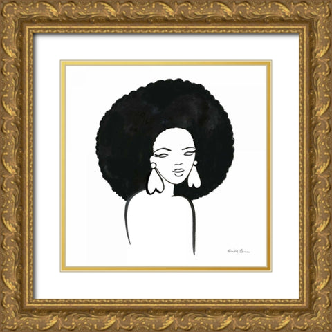 Afro Girl I Gold Ornate Wood Framed Art Print with Double Matting by Zaman, Farida