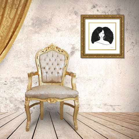 Afro Girl II Gold Ornate Wood Framed Art Print with Double Matting by Zaman, Farida