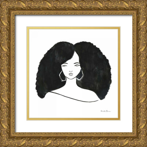 Afro Girl II Gold Ornate Wood Framed Art Print with Double Matting by Zaman, Farida