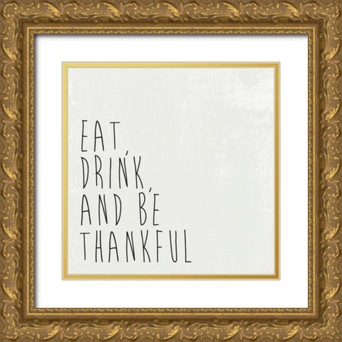 Give Thanks II Gold Ornate Wood Framed Art Print with Double Matting by Wild Apple Portfolio