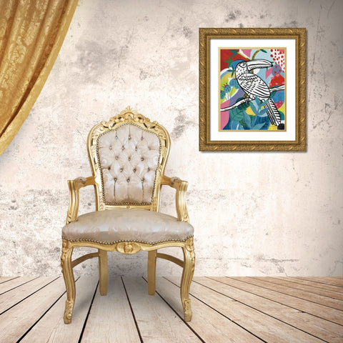 Jungle Toucan Gold Ornate Wood Framed Art Print with Double Matting by Zaman, Farida