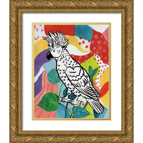 Jungle Cockatoo Gold Ornate Wood Framed Art Print with Double Matting by Zaman, Farida