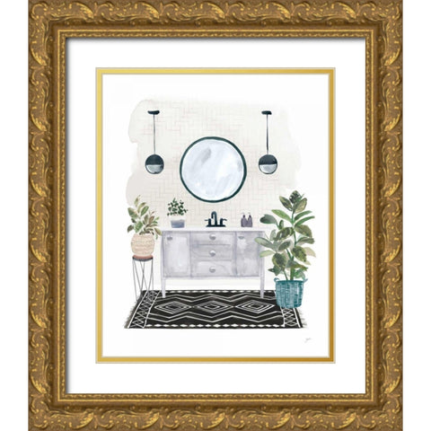 Lulus Powder Room II Gold Ornate Wood Framed Art Print with Double Matting by Panganiban, Karyn