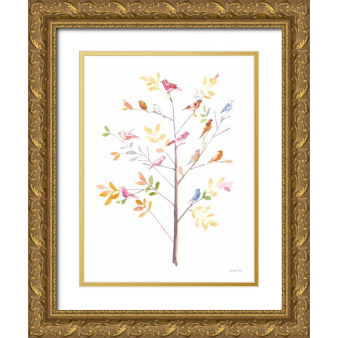 Flight Friends VI Gold Ornate Wood Framed Art Print with Double Matting by Nai, Danhui