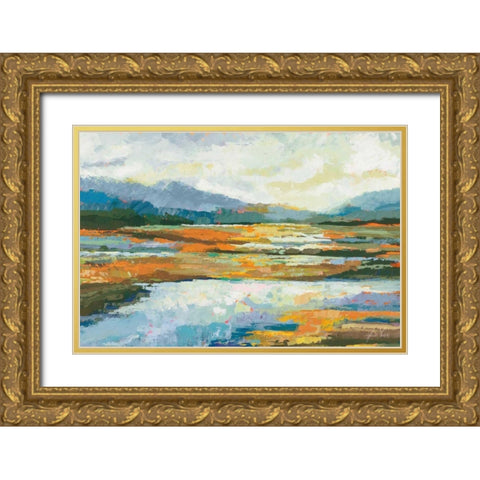 Fall Marsh Gold Ornate Wood Framed Art Print with Double Matting by Vertentes, Jeanette