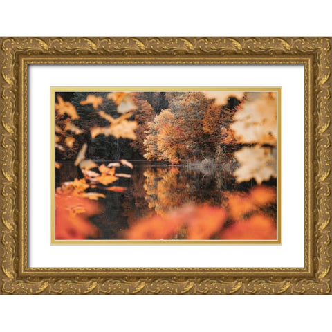 Autumn Reflections Gold Ornate Wood Framed Art Print with Double Matting by Marshall, Laura