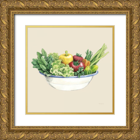 Fresh From The Garden IV Cream Gold Ornate Wood Framed Art Print with Double Matting by Grove, Beth