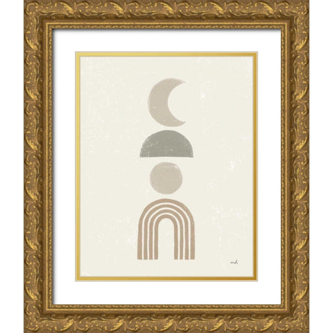 Minimalist Boho I Neutral Gold Ornate Wood Framed Art Print with Double Matting by Hershey, Moira