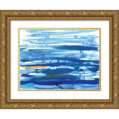 Waves and Light Gold Ornate Wood Framed Art Print with Double Matting by Schlabach, Sue
