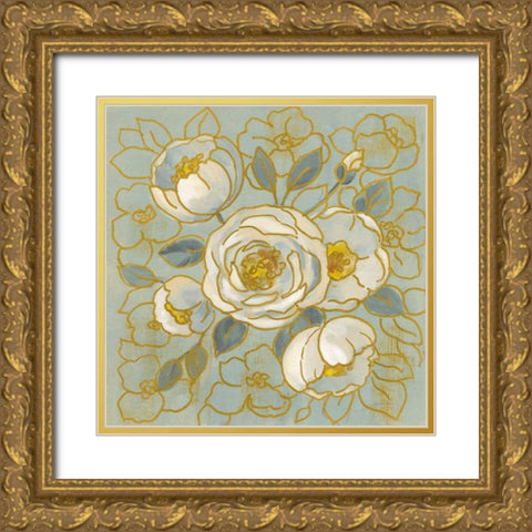 Sage Floral II v2 Gold Ornate Wood Framed Art Print with Double Matting by Vassileva, Silvia