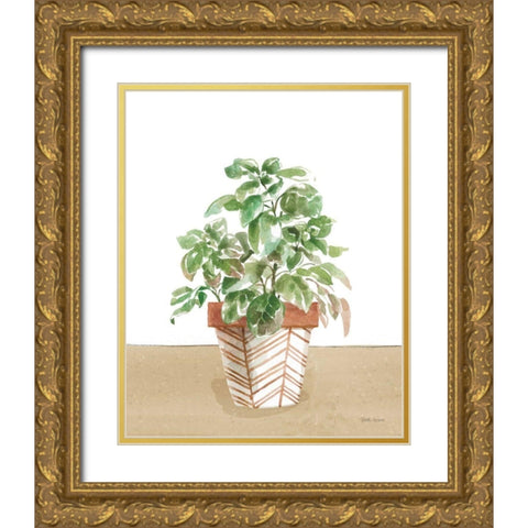 Herb Garden II White Gold Ornate Wood Framed Art Print with Double Matting by Grove, Beth