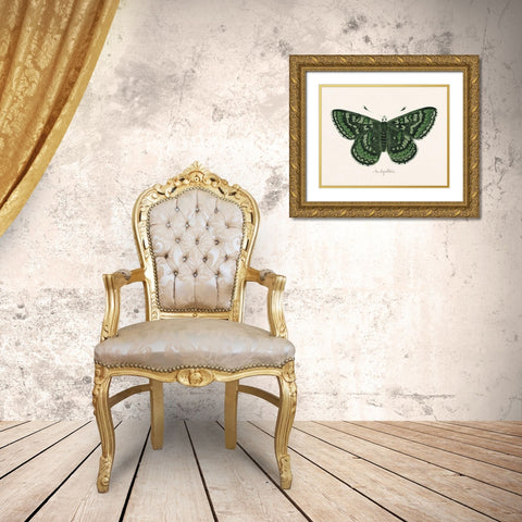 Antique Butterfly I Gold Ornate Wood Framed Art Print with Double Matting by Wild Apple Portfolio