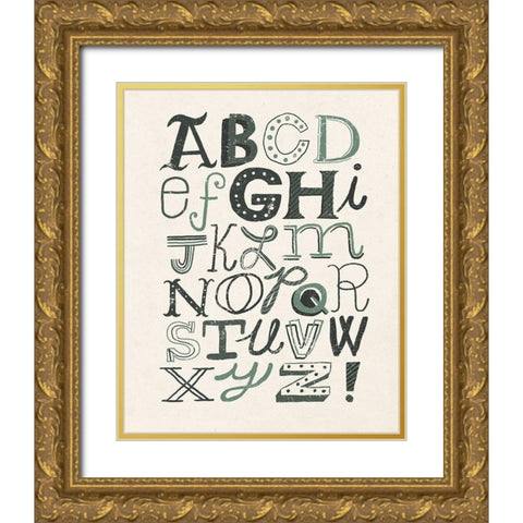 Funky Letters Dark Gold Ornate Wood Framed Art Print with Double Matting by Mullan, Michael