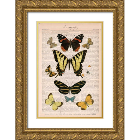 American Butterflies I Gold Ornate Wood Framed Art Print with Double Matting by Schlabach, Sue