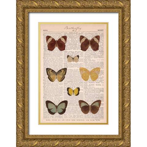 American Butterflies II Gold Ornate Wood Framed Art Print with Double Matting by Schlabach, Sue