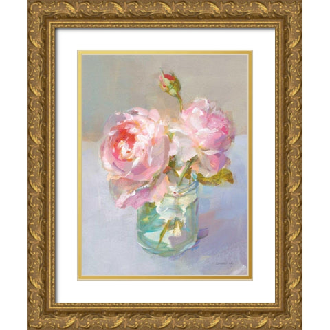 Sweet Roses I Gold Ornate Wood Framed Art Print with Double Matting by Nai, Danhui
