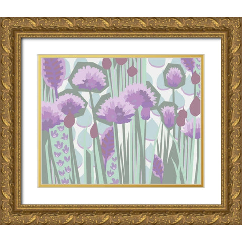 Chives I Pastel Gold Ornate Wood Framed Art Print with Double Matting by Gallagher, Megan