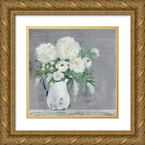 Late Summer Bouquet I Light Gray Gold Ornate Wood Framed Art Print with Double Matting by Purinton, Julia