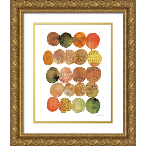 Fall Circle Stories II Gold Ornate Wood Framed Art Print with Double Matting by Nai, Danhui