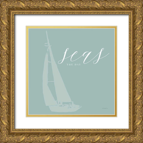 Seas the Day Gold Ornate Wood Framed Art Print with Double Matting by Charro, Mercedes Lopez