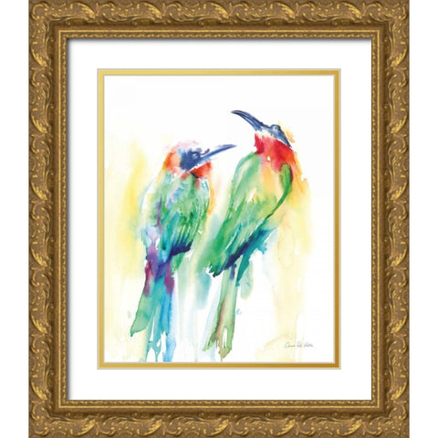 Tropical Birds Gold Ornate Wood Framed Art Print with Double Matting by Valle, Aimee Del