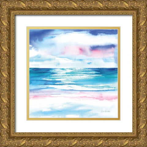 Turquoise Sea I Gold Ornate Wood Framed Art Print with Double Matting by Valle, Aimee Del
