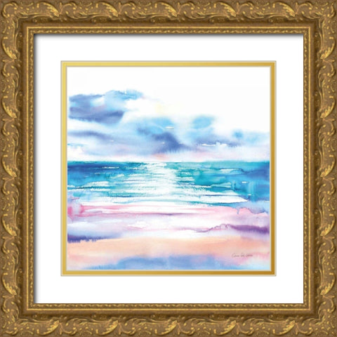 Turquoise Sea II Gold Ornate Wood Framed Art Print with Double Matting by Valle, Aimee Del