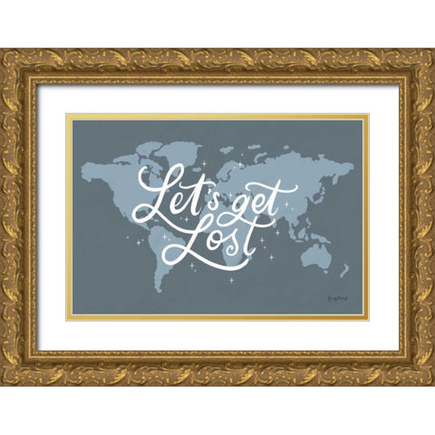 Mapped Out III Gold Ornate Wood Framed Art Print with Double Matting by Thorns, Becky