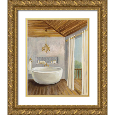 Attic Bathroom II Gold Ornate Wood Framed Art Print with Double Matting by Vassileva, Silvia