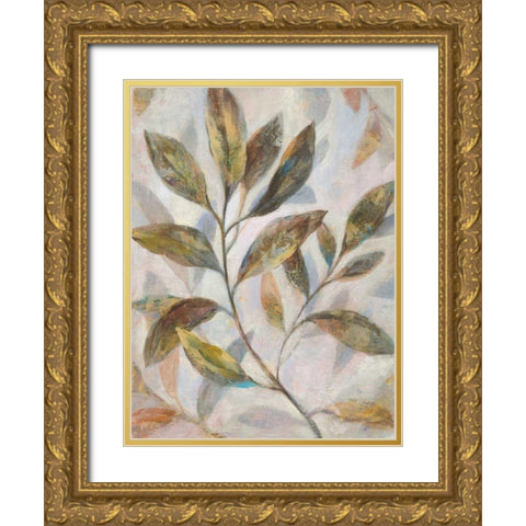 Leafy Flow I Gold Ornate Wood Framed Art Print with Double Matting by Nai, Danhui