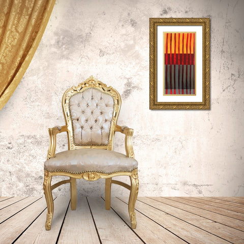 Textured Stripes I Gold Ornate Wood Framed Art Print with Double Matting by Davies, Jane