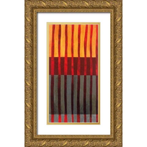 Textured Stripes I Gold Ornate Wood Framed Art Print with Double Matting by Davies, Jane