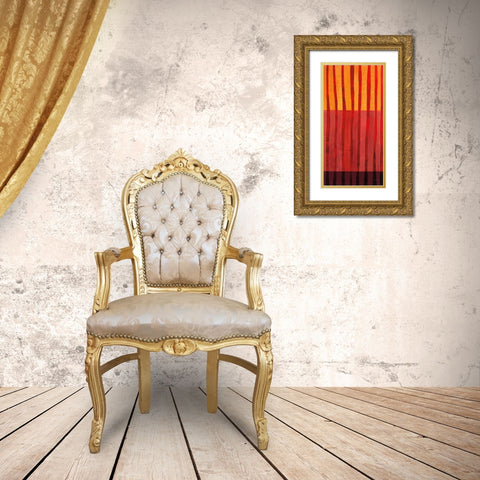 Textured Stripes II Gold Ornate Wood Framed Art Print with Double Matting by Davies, Jane