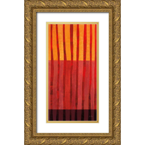 Textured Stripes II Gold Ornate Wood Framed Art Print with Double Matting by Davies, Jane