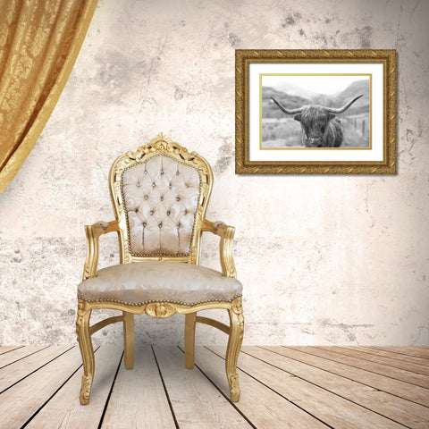 Scottish Highland Cattle III Neutral Crop Gold Ornate Wood Framed Art Print with Double Matting by Majchrowicz, Alan